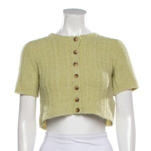 Tach Clothing Dalia Mohair Elastano Cropped Button Down Cardigan